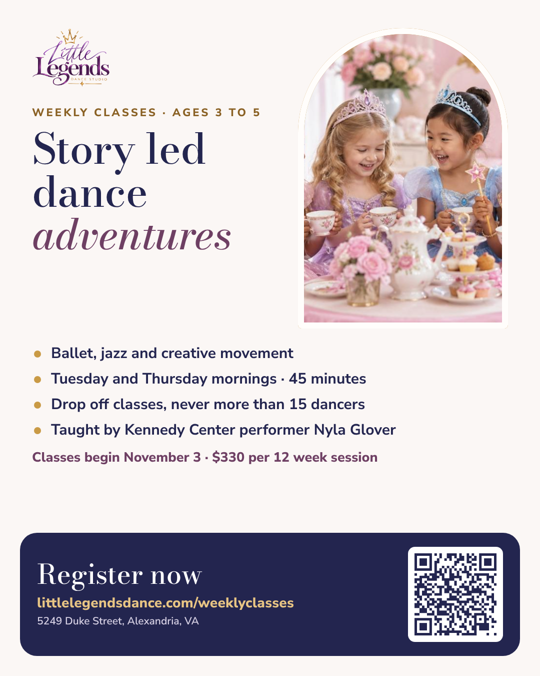 Little Legends Dance Studio · Weekly classes for ages 3 to 5